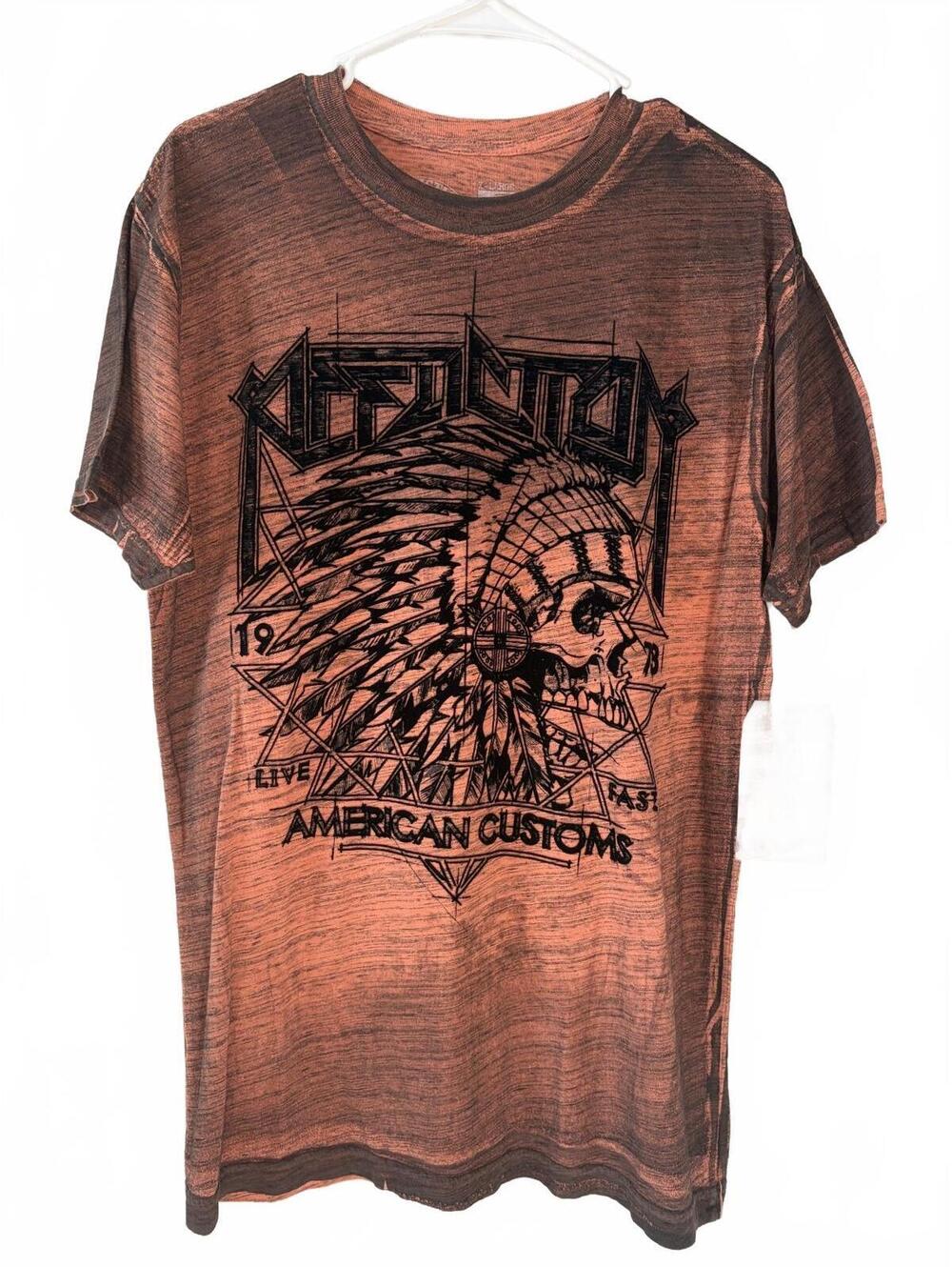 NWT Affliction American Customs Live Fast Graphic T-Shirt Mens XL Brown
